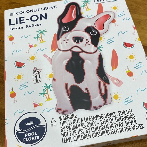 COPY - NWOT.  Coconut Grove, inflatable, lie-on, “French Bulldog”, pool raft. - Picture 12 of 13